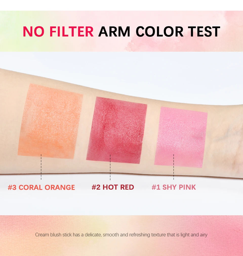 Make Up Functional Blush Stick Easy Color Rouge Blusher Cream Waterproof High Color Rendering Brightening Skin Tone Hot